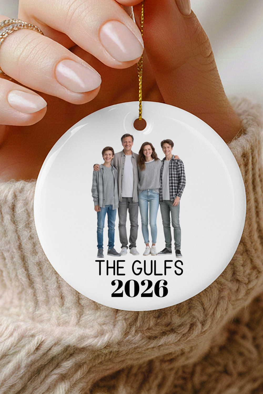 Personalized Family Photo Ornament | Custom Christmas Ornament with Photo | Ceramic Family Keepsake | Personalized Holiday Gift | Family Christmas Ornament