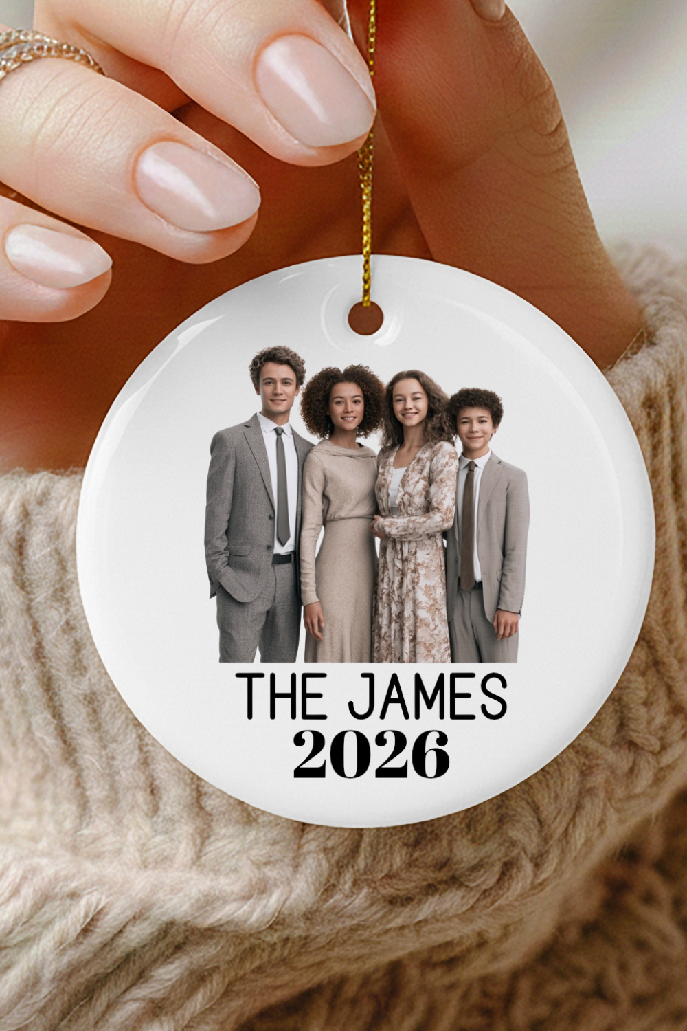 Personalized Family Photo Ornament | Custom Christmas Ornament with Photo | Ceramic Family Keepsake | Personalized Holiday Gift | Family Christmas Ornament