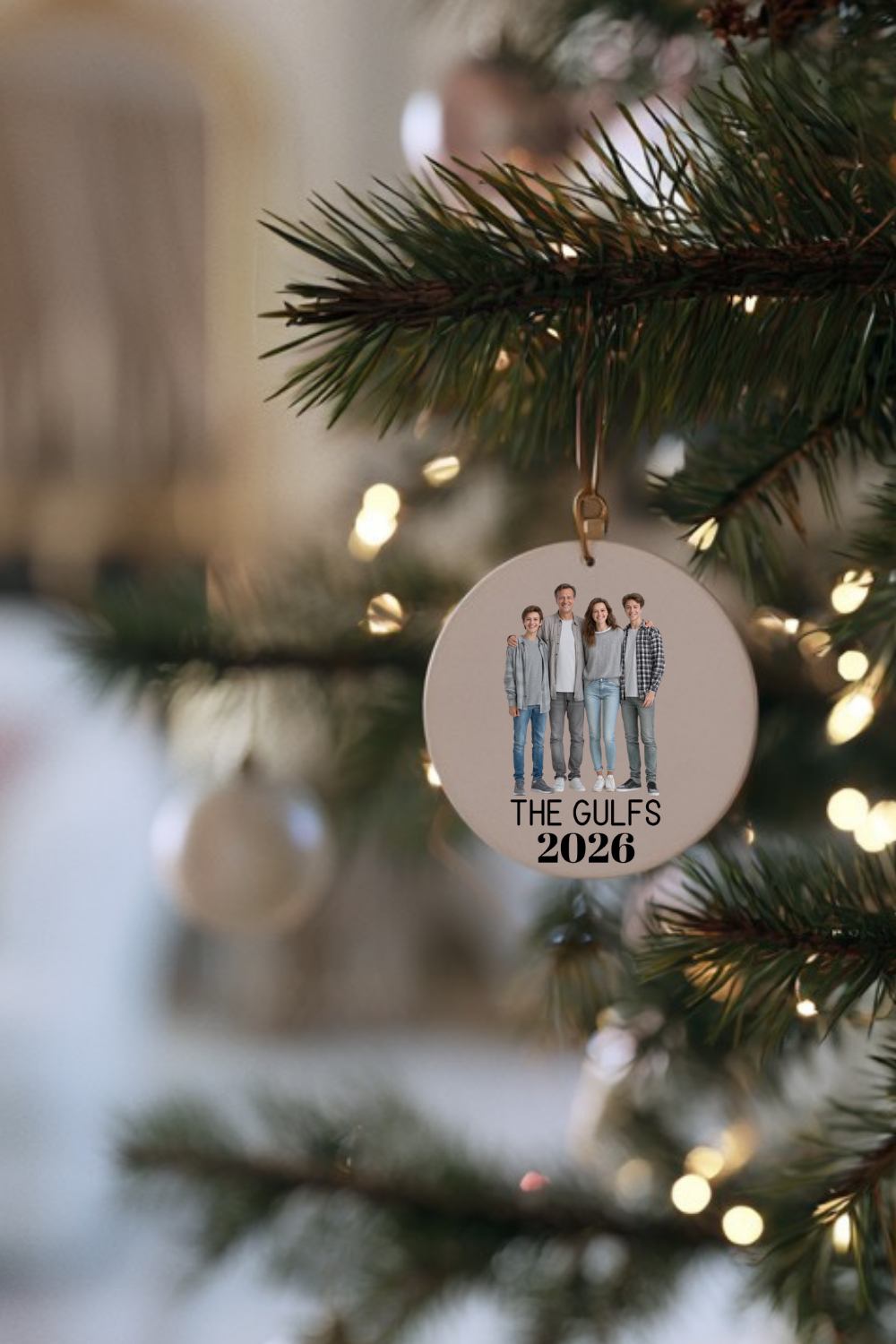 Personalized Family Photo Ornament | Custom Christmas Ornament with Photo | Ceramic Family Keepsake | Personalized Holiday Gift | Family Christmas Ornament